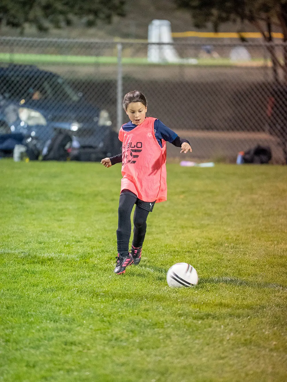 Soccer club game model Prescott AZ - Young girl practicing soccer in Prescott Vally AZ at OJB FC